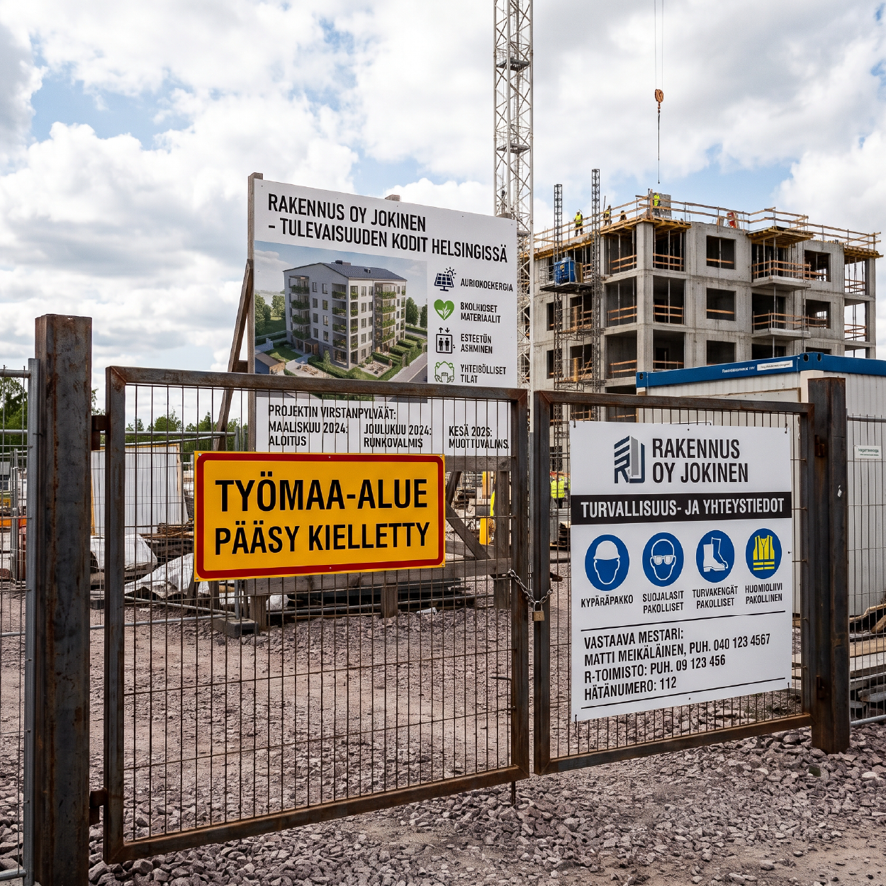 kennolevy työmaataulu levy logolla mainoskyltti muovi kyltti logolla työmaa kyltti painettuna